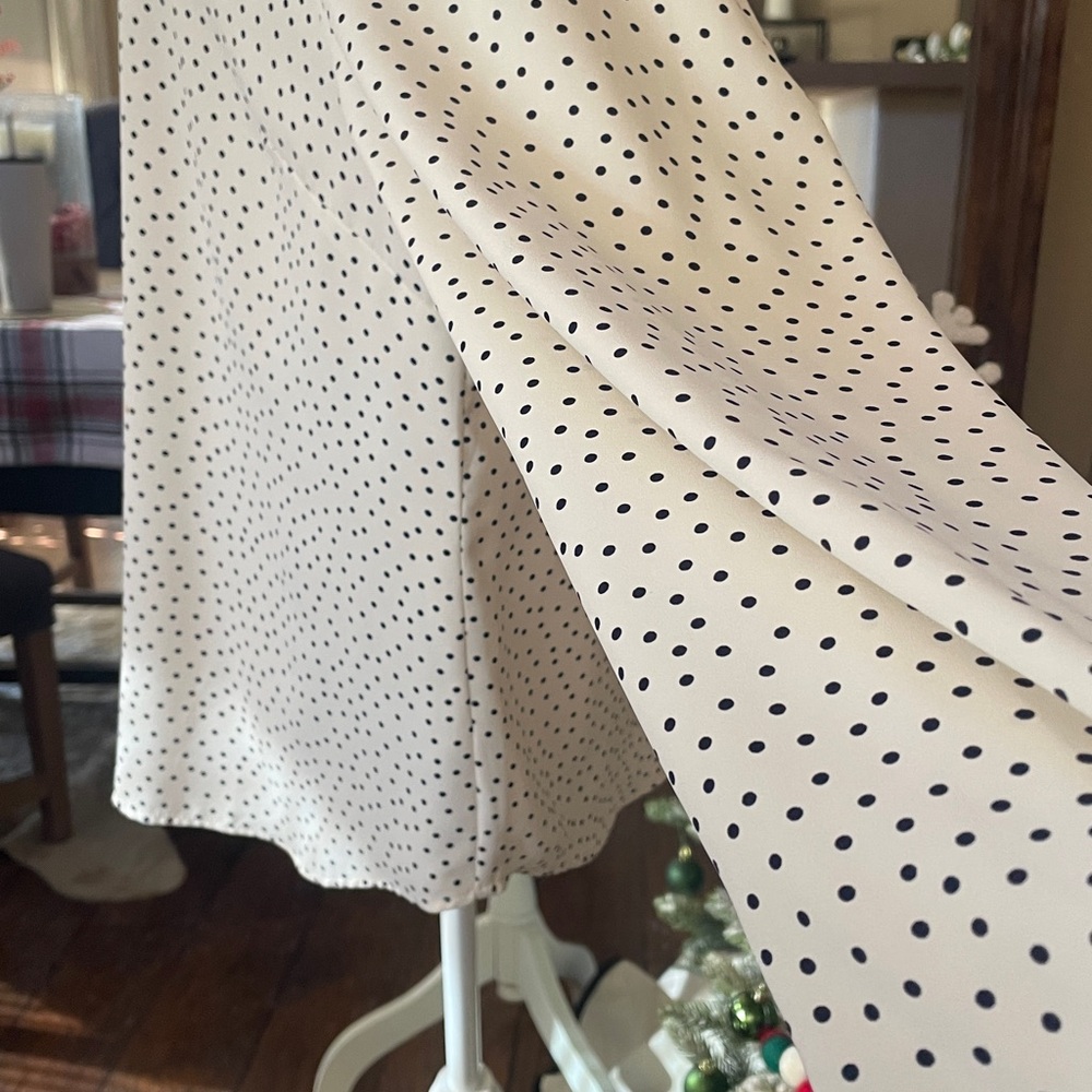 Talbots Petite Ruffle Neck Microdot Blouse - Picture 6 of 11